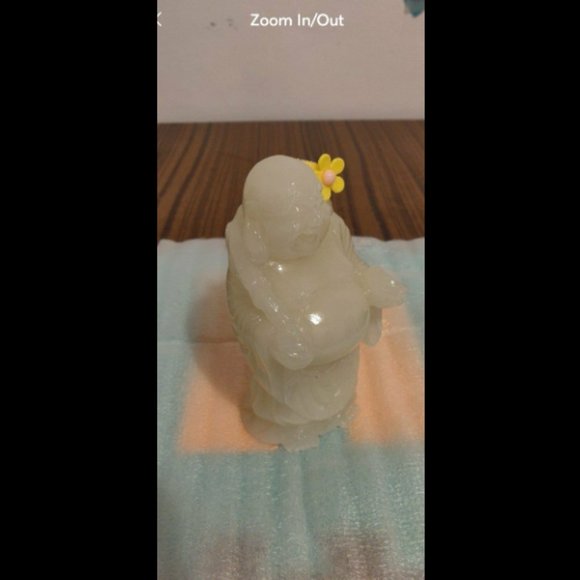 Natura Chinese mineral gemstone icy white happy belly Buddha monk big bag statue - Picture 3 of 6